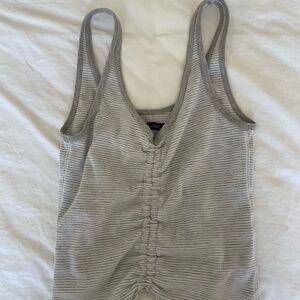 Abercrombie & Fitch Gray Ruched Ribbed Tank Top